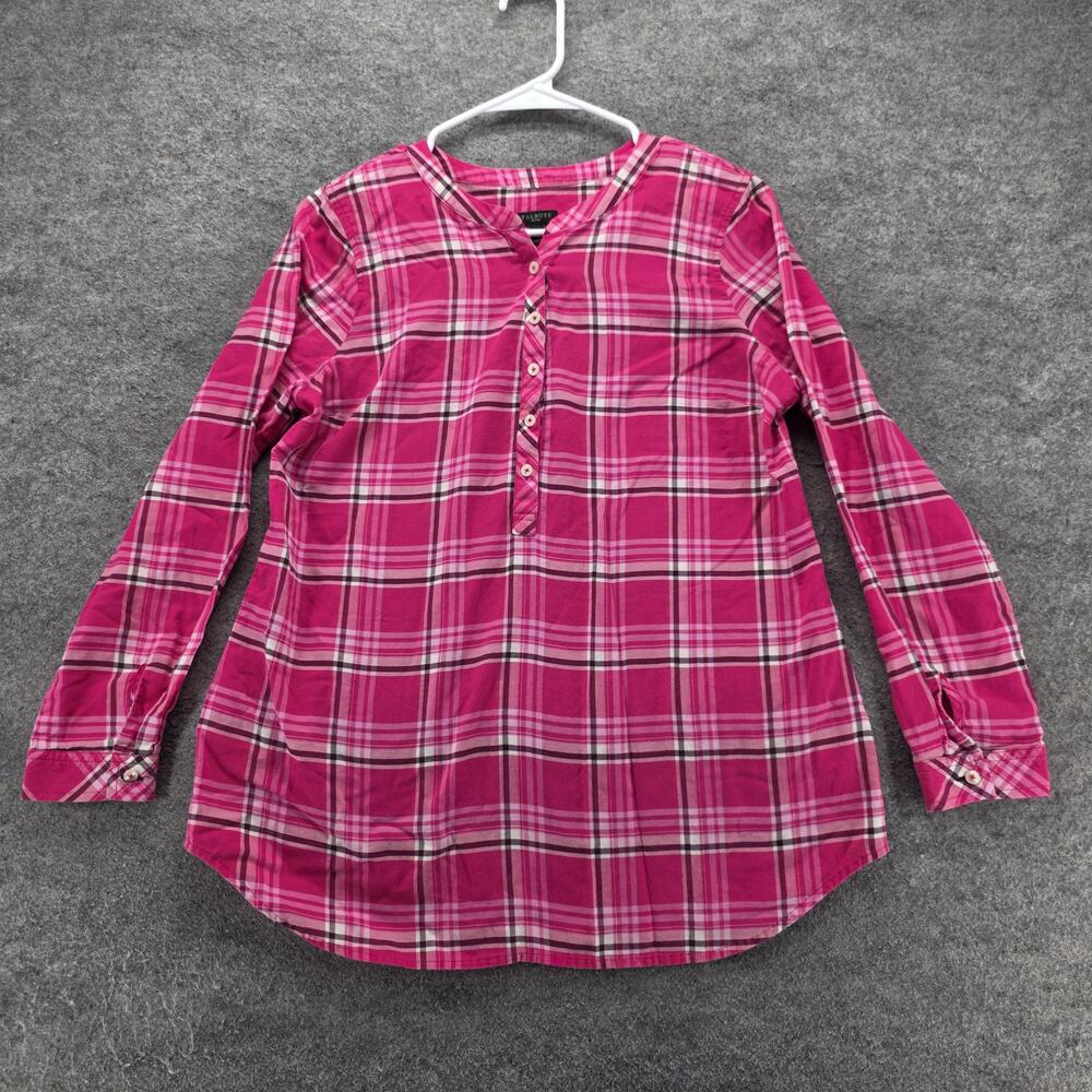 Talbots Tunic Button-Up Womens Petite M Pink Henley Long Sleeve Cotton